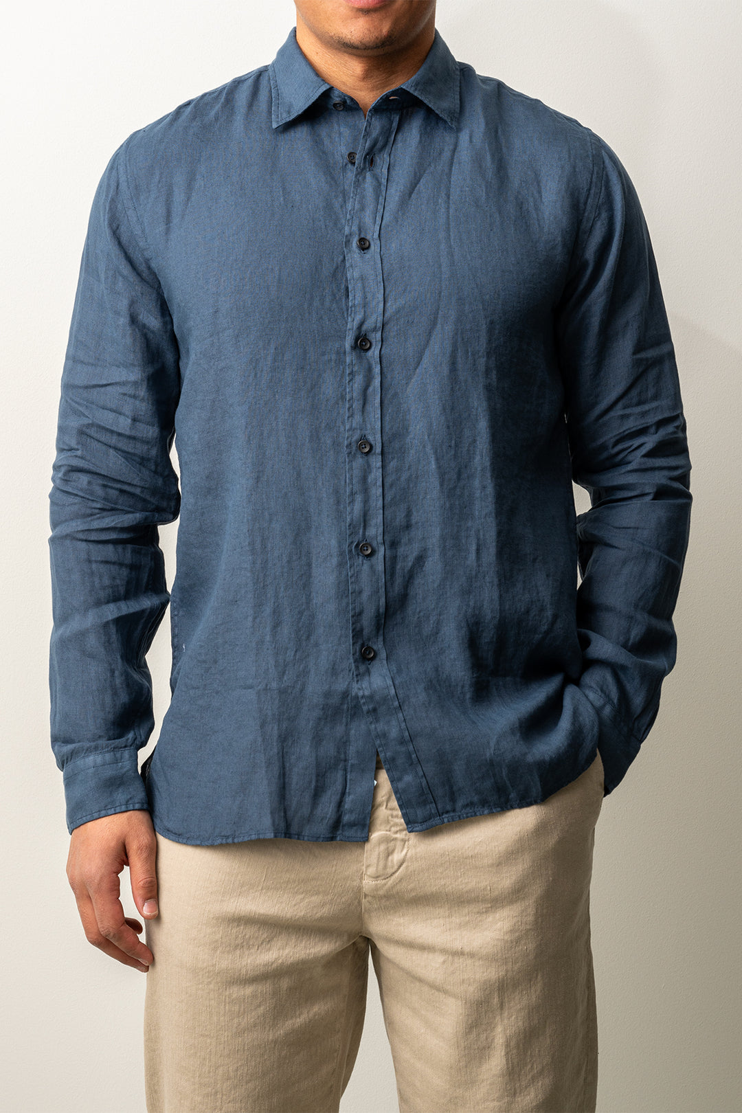 Luxury Linen Shirt Navy