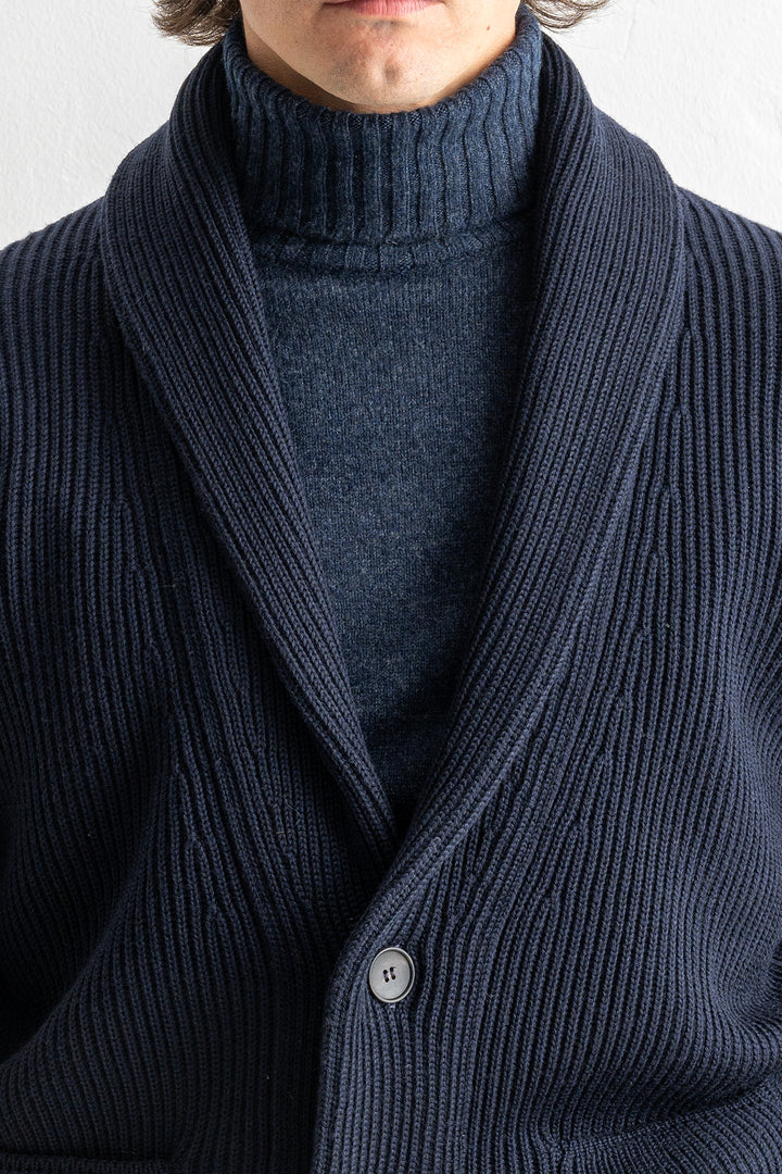 Luxury Merino Wool Cardigan Navy
