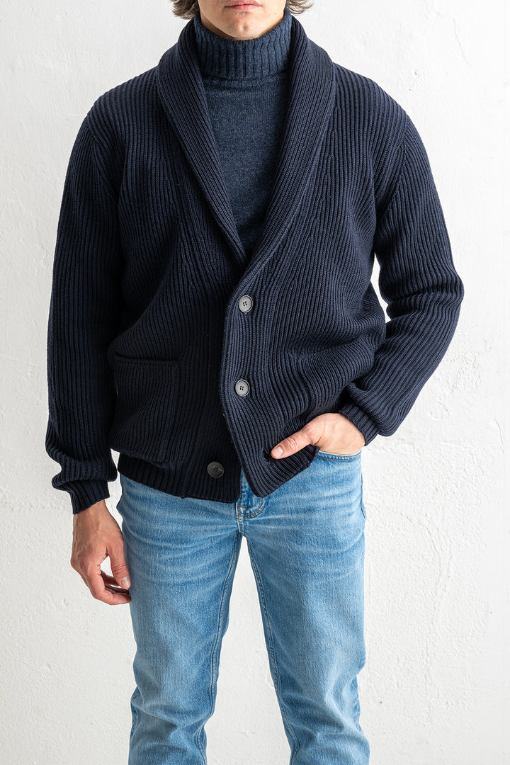 Luxury Merino Wool Cardigan Navy