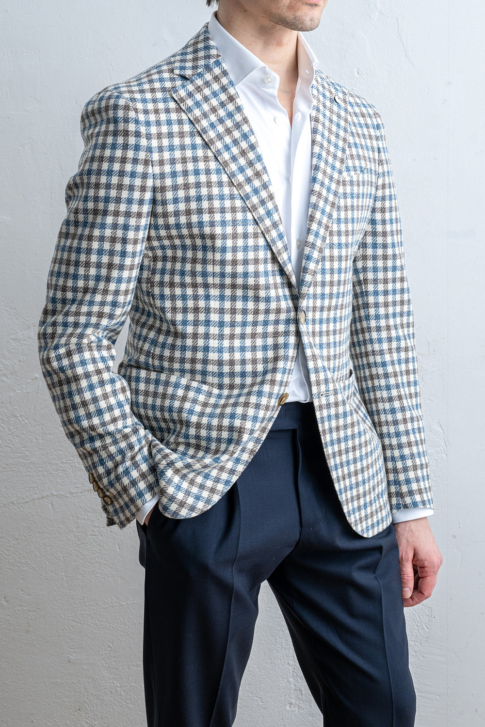 Luxury Untreated Blazer BLUE BROWN