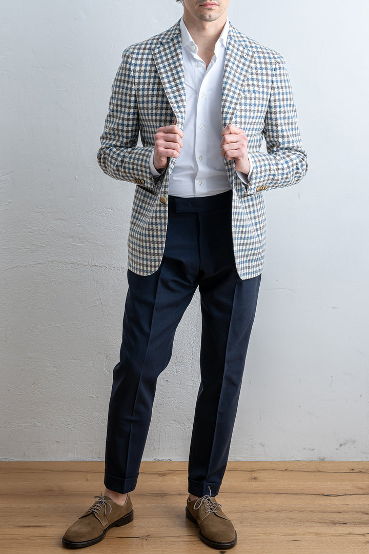 Luxury Untreated Blazer BLUE BROWN