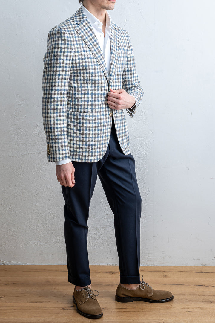 Luxury Untreated Blazer BLUE BROWN