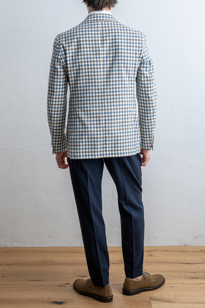 Luxury Untreated Blazer BLUE BROWN