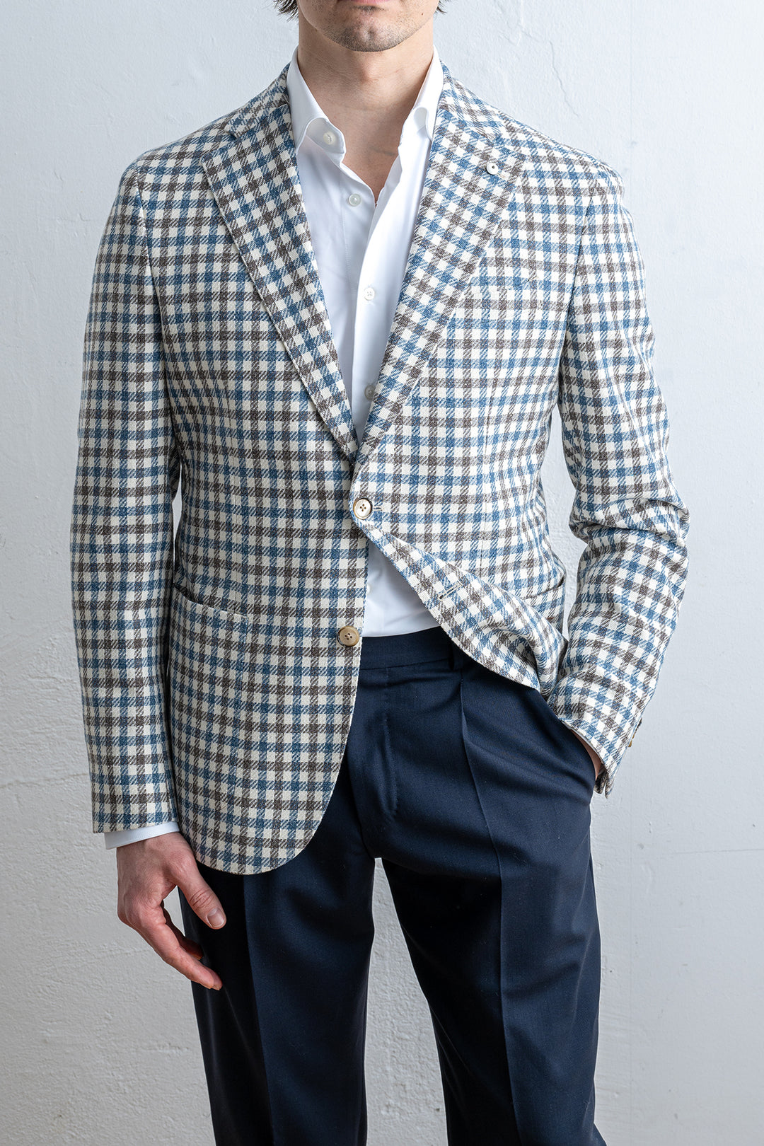 Luxury Untreated Blazer BLUE BROWN