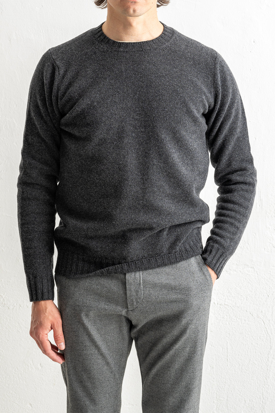 Luxury Wool Cashmere Crewneck Antracite