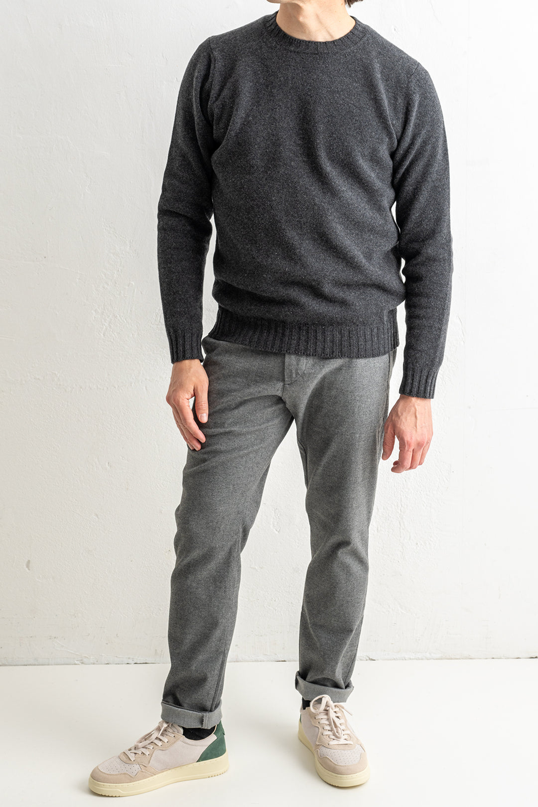 Luxury Wool Cashmere Crewneck Antracite