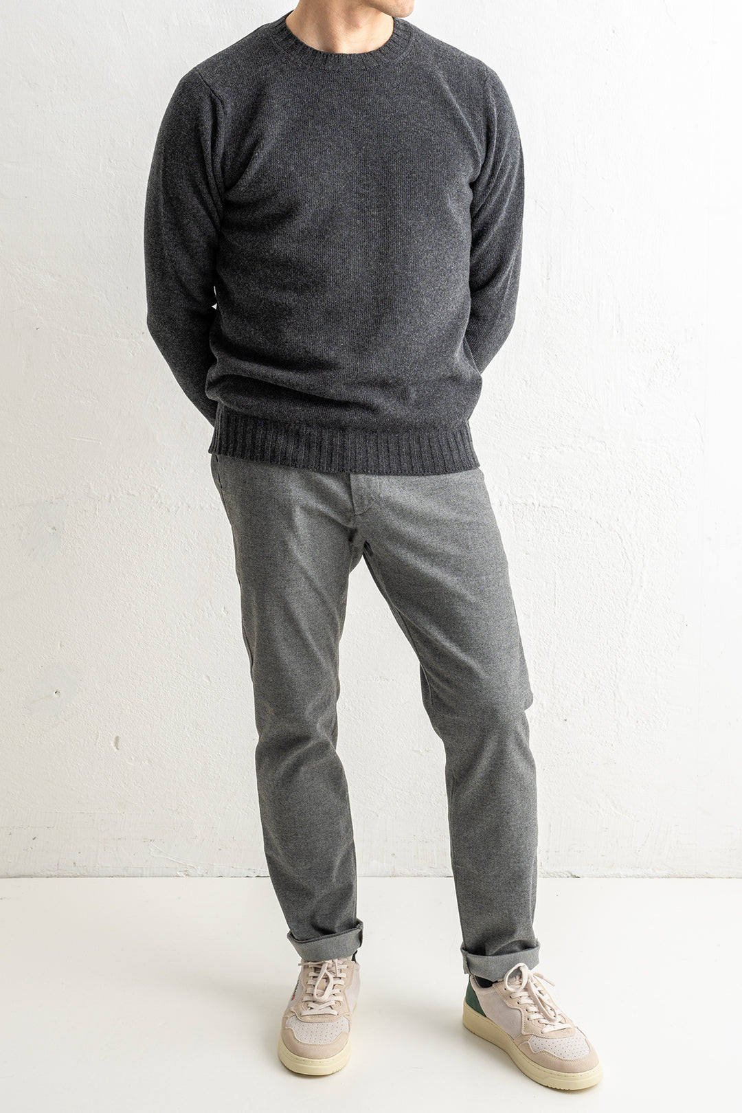 Luxury Wool Cashmere Crewneck Antracite