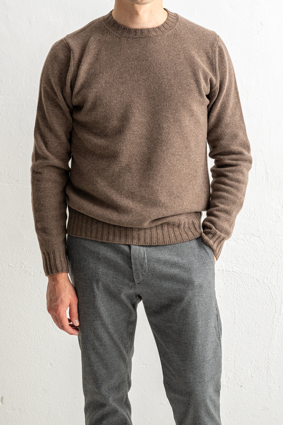 Luxury Wool Cashmere Crewneck Brown