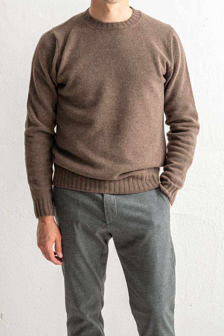 Luxury Wool Cashmere Crewneck Brown