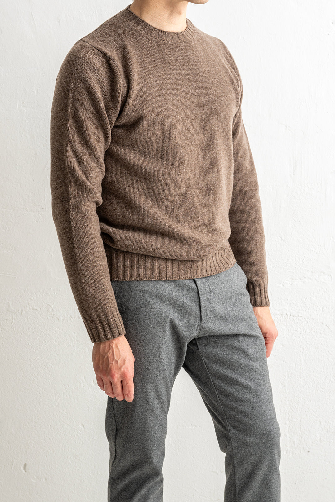 Luxury Wool Cashmere Crewneck Brown