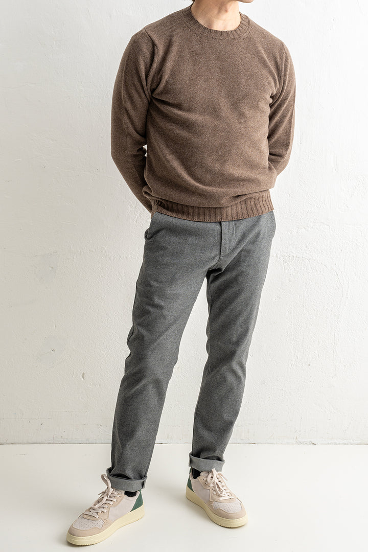 Luxury Wool Cashmere Crewneck Brown