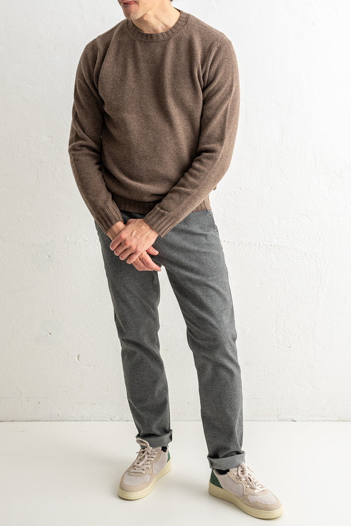 Luxury Wool Cashmere Crewneck Brown
