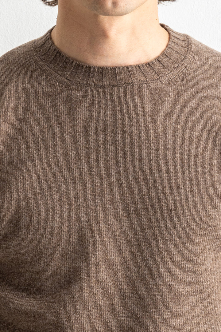 Luxury Wool Cashmere Crewneck Brown