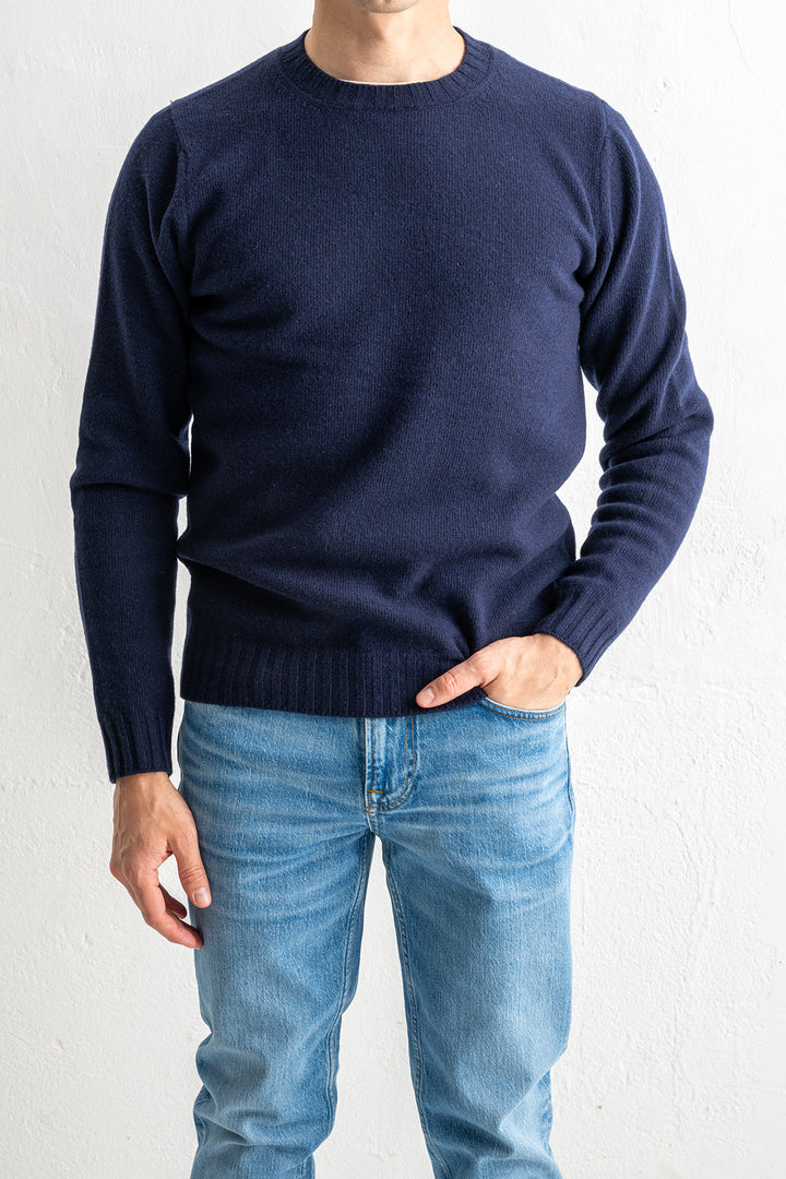 Luxury Wool Cashmere Crewneck Navy