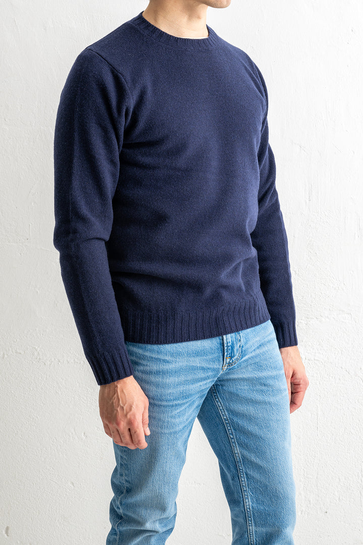 Luxury Wool Cashmere Crewneck Navy