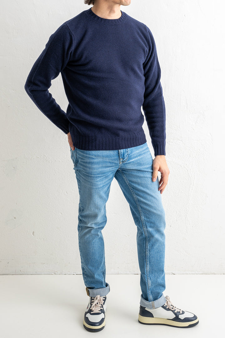 Luxury Wool Cashmere Crewneck Navy