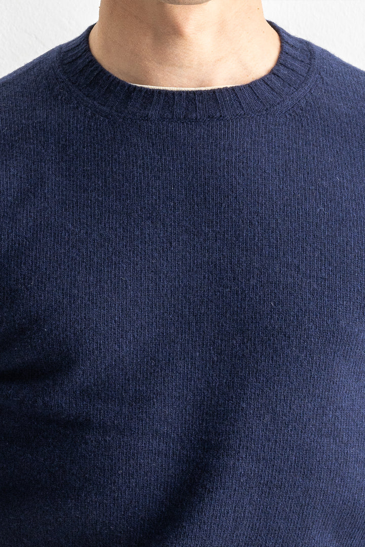Luxury Wool Cashmere Crewneck Navy