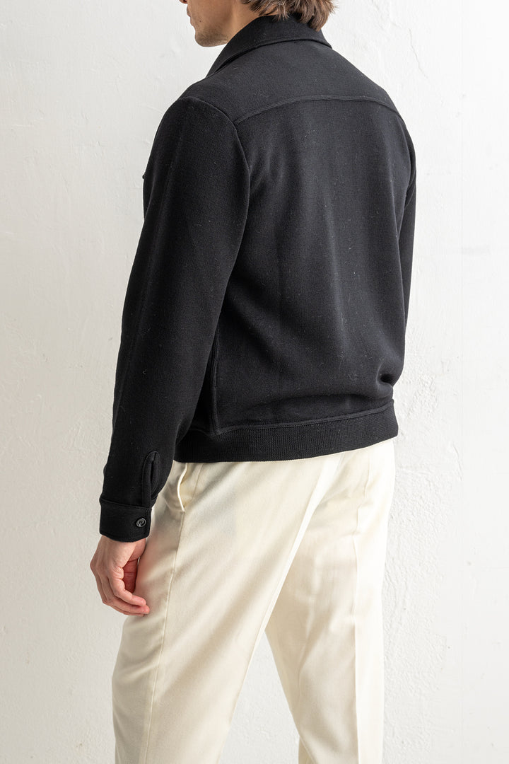 Luxury Wool Knitwear Bomber Jacket Black