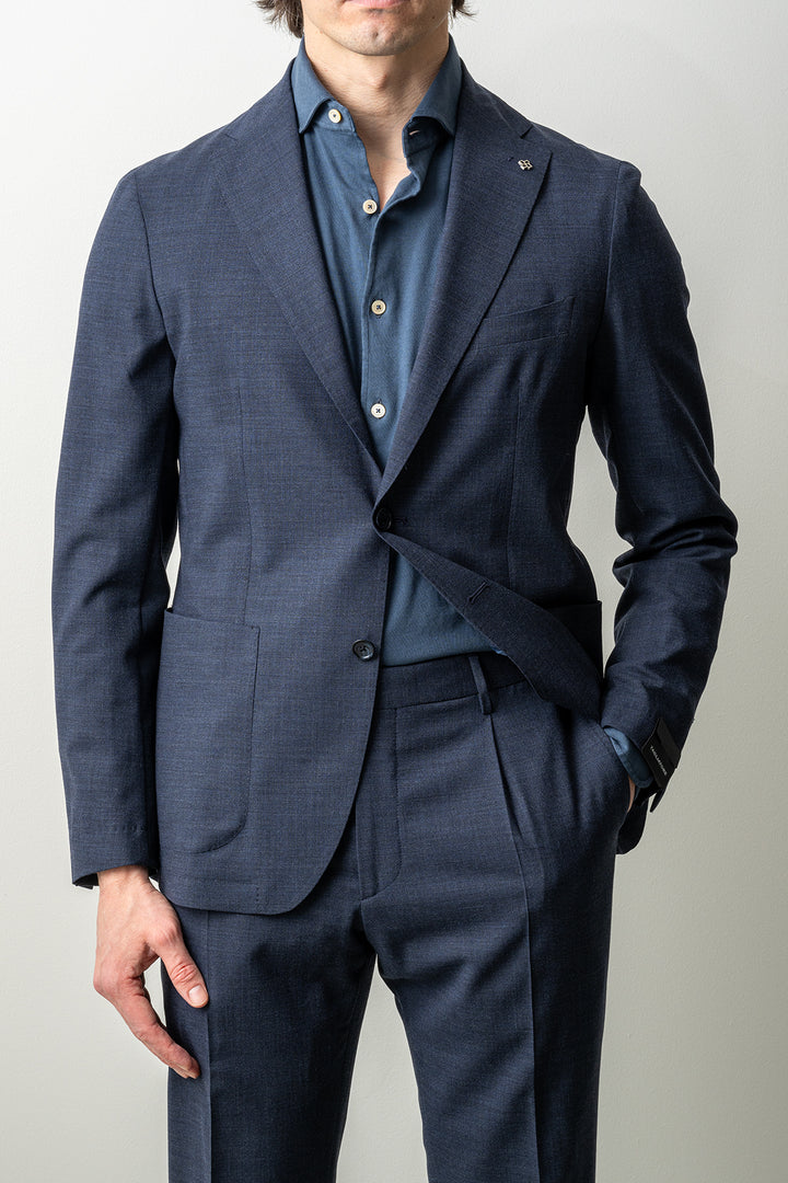 Luxury Wool Stretch Suit BLUE MELANGE