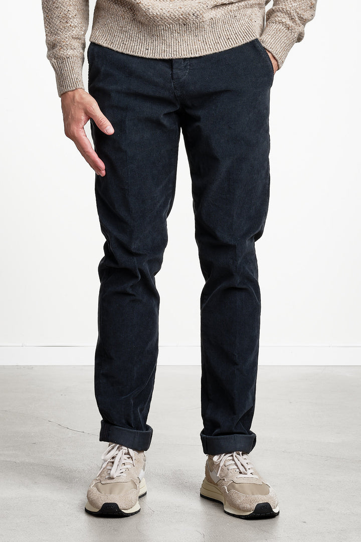 Torino Style Corduroy Trouser Blue/Black – MASON´S, framifrån