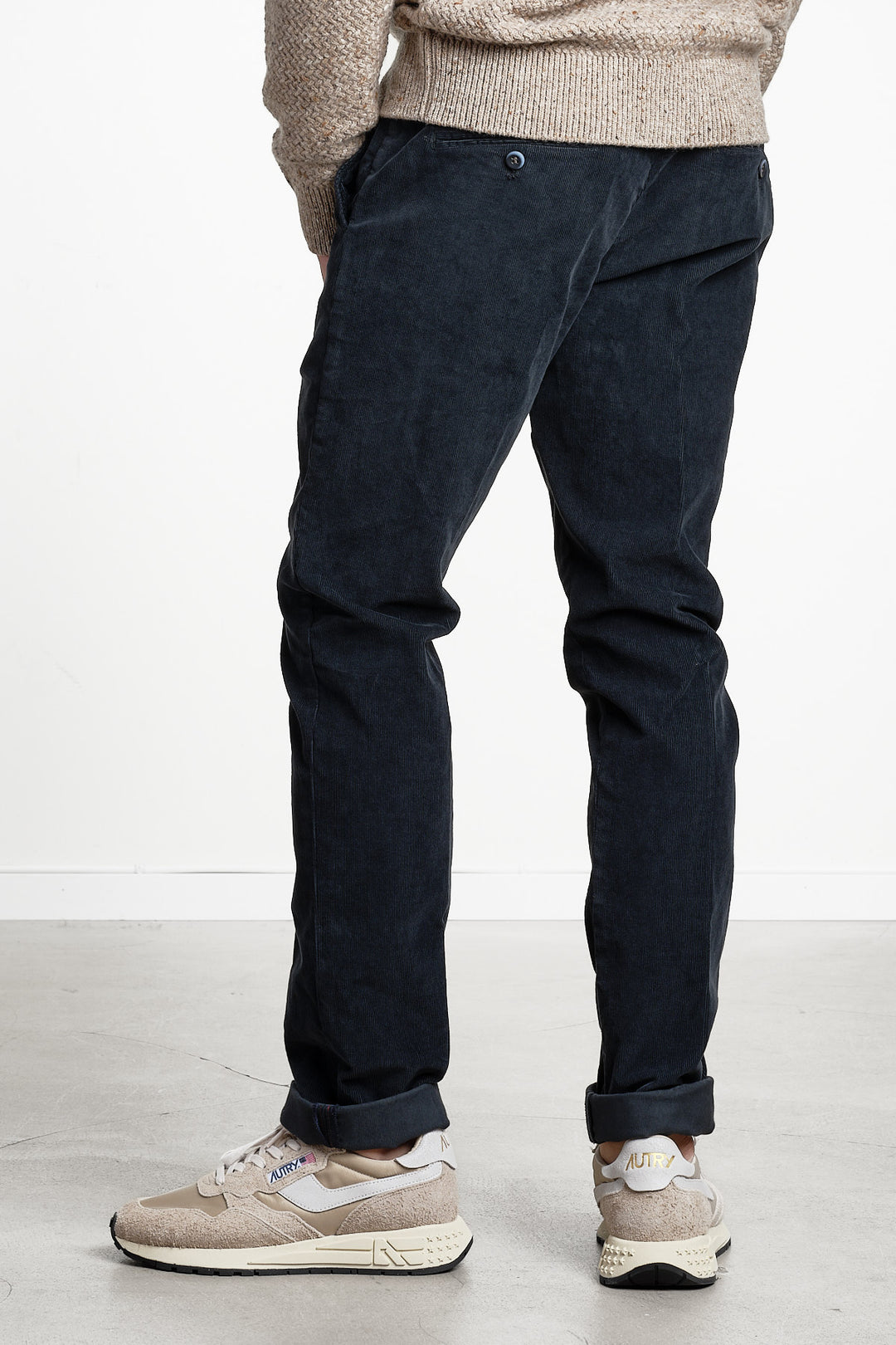 Torino Style Corduroy Trouser Blue/Black – MASON´S, bakifrån