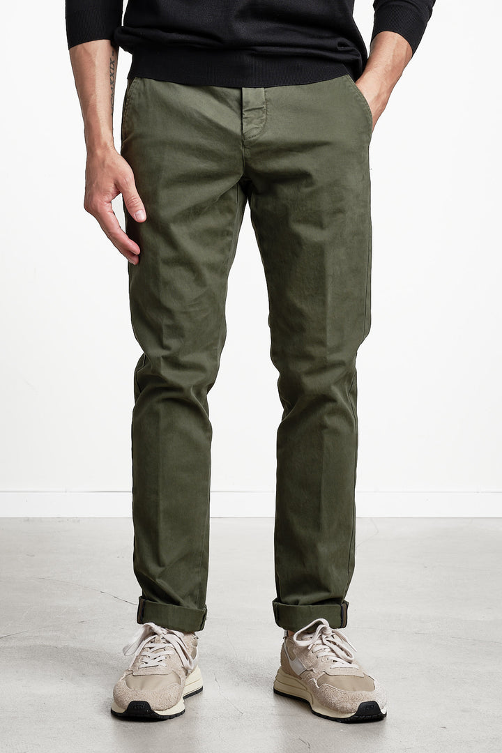 Torino Style Cotton Trouser Green – MASON´S, framifrån