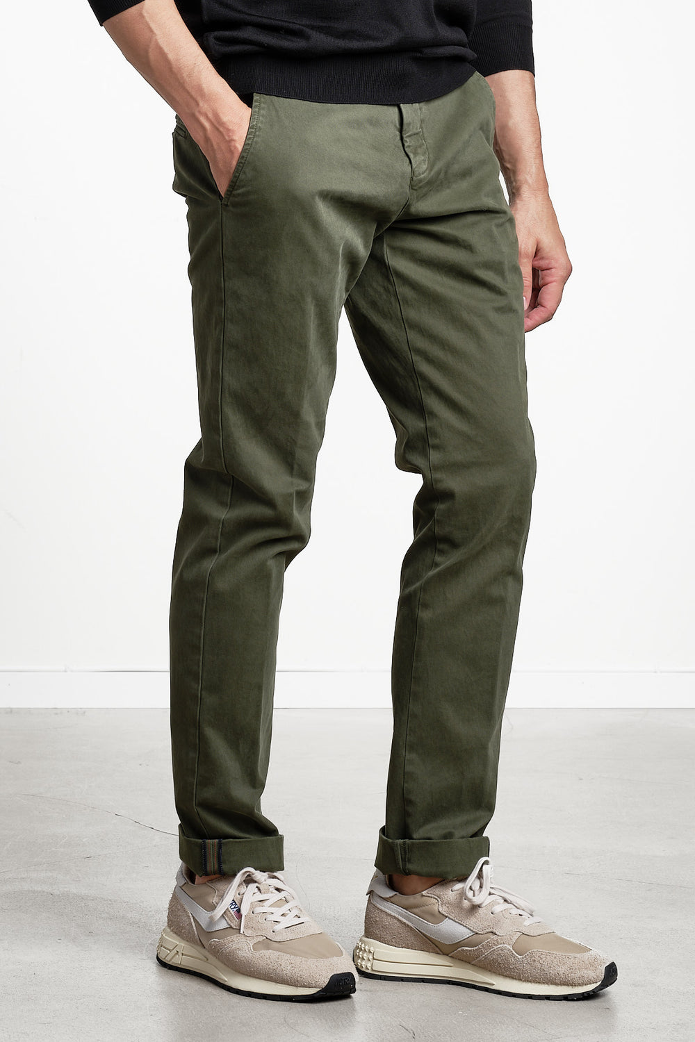 Torino Style Cotton Trouser Green – MASON´S, snett framifrån