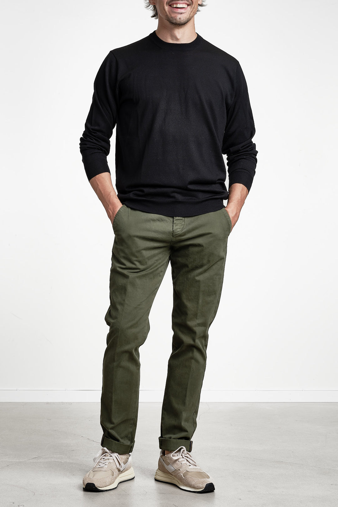 Torino Style Cotton Trouser Green – MASON´S, helbild framifrån