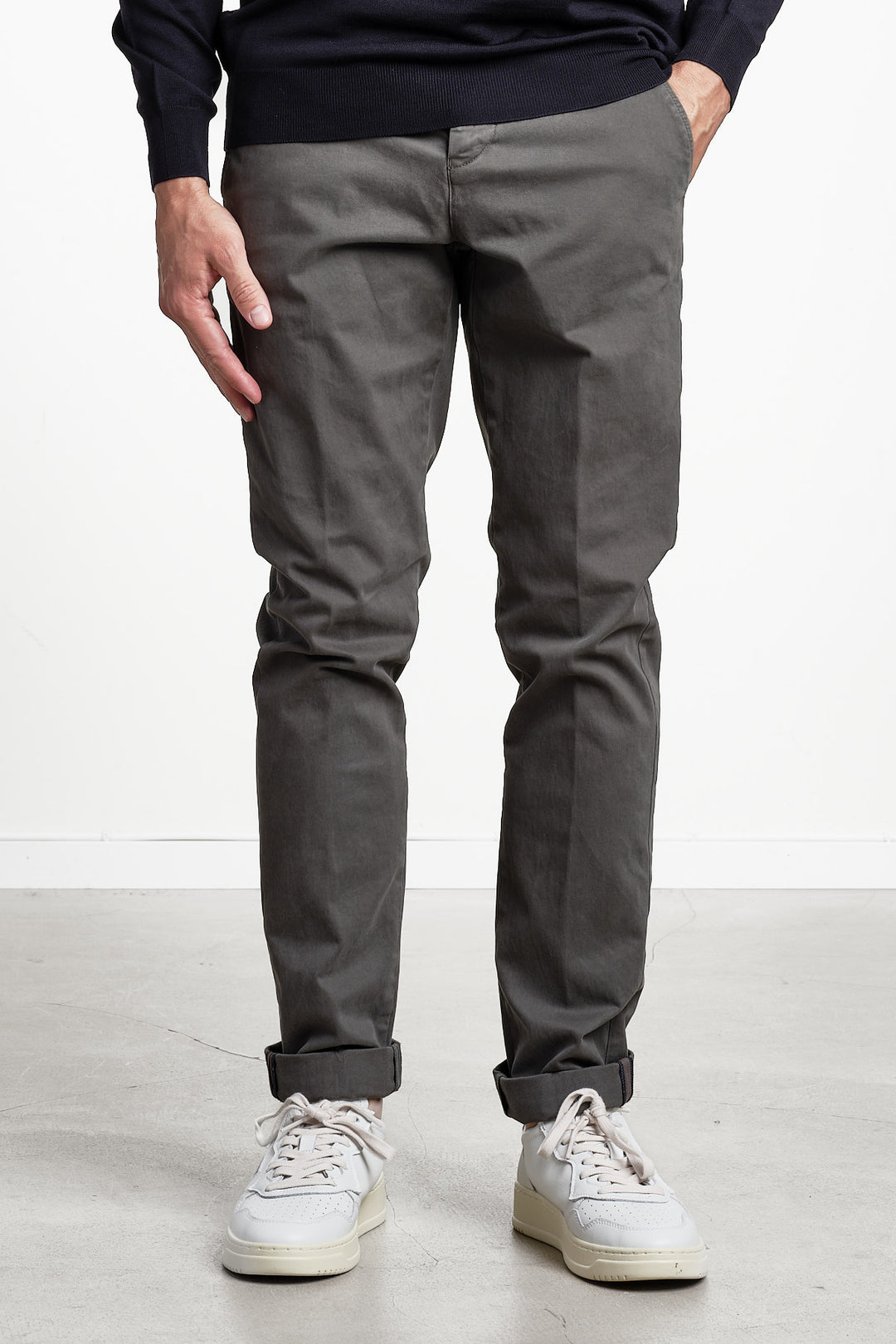 Torino Style Cotton Trouser Mud – MASON´S, framifrån