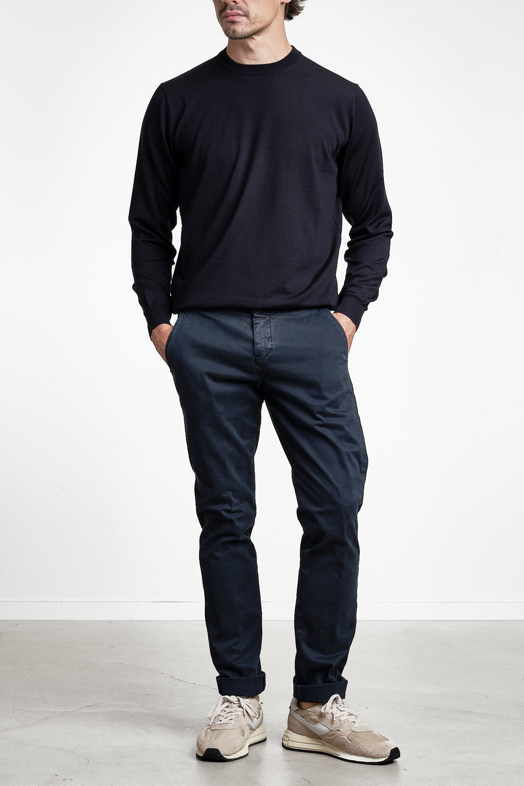 Torino Style Cotton Trouser Navy – MASON´S, helbild snett