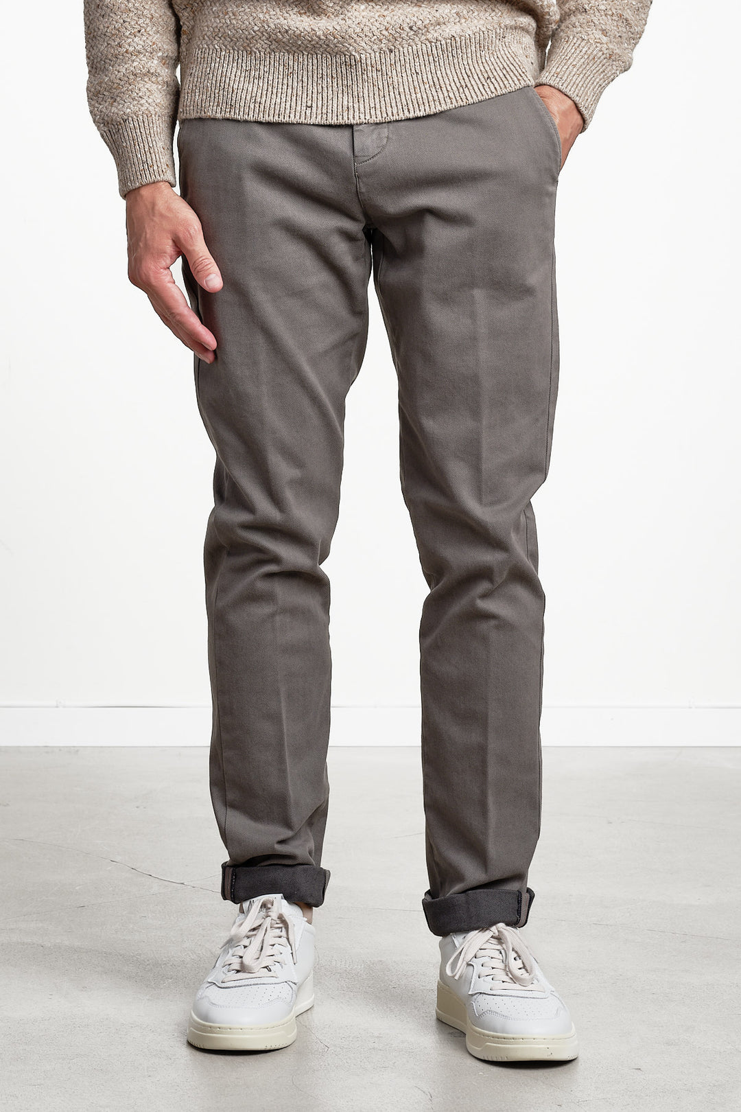 Torino Style Twill Trouser Grey/Green – MASON´S, framifrån