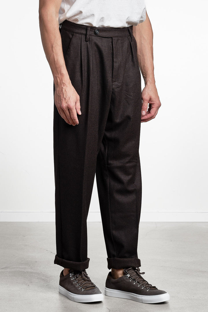 Stan Wool Flanell Trouser Dark Brown – Massimo Alba, bakifrån