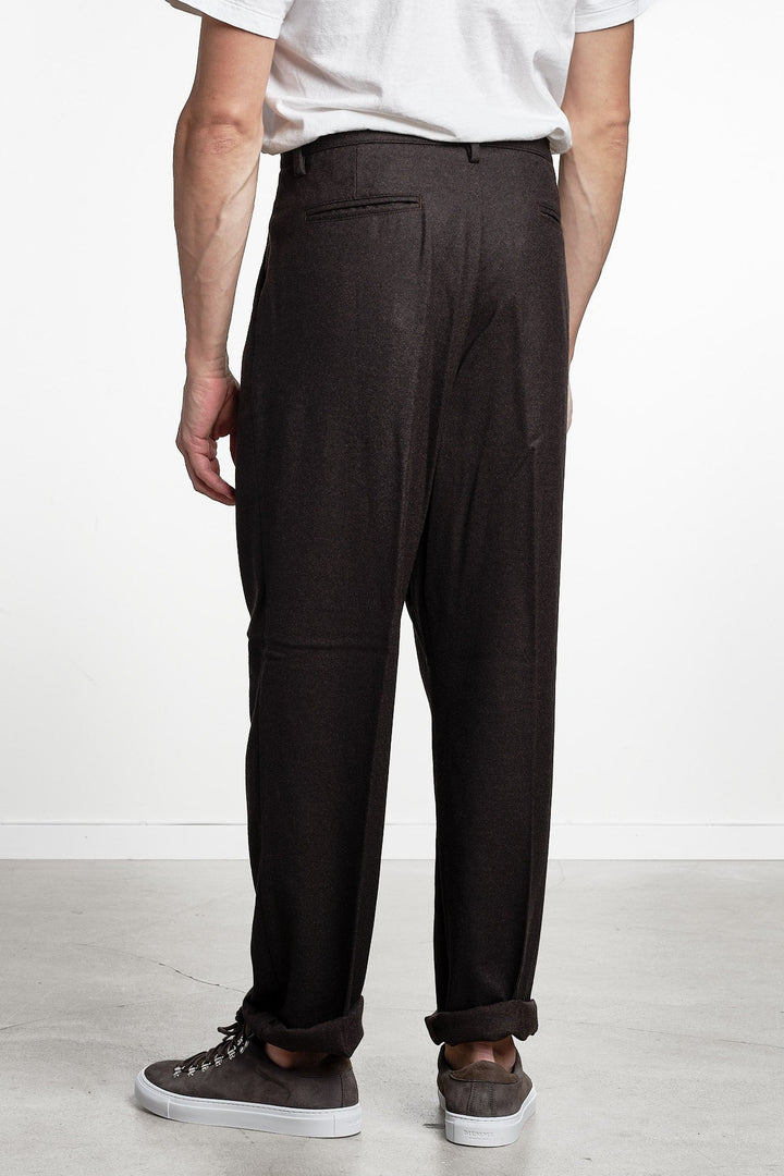 Stan Wool Flanell Trouser Dark Brown – Massimo Alba, från sidan