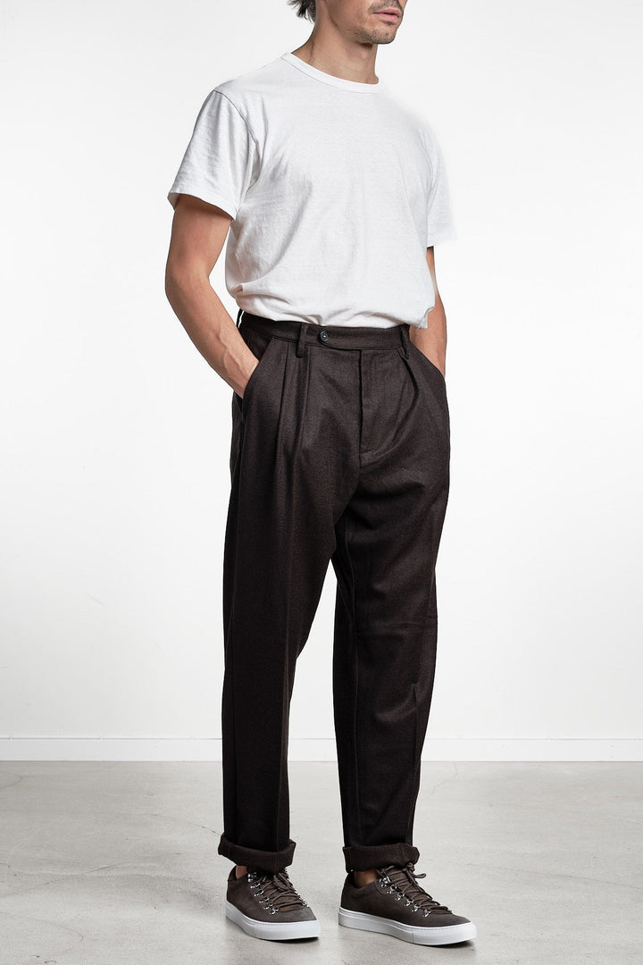 Stan Wool Flanell Trouser Dark Brown – Massimo Alba, detaljbild