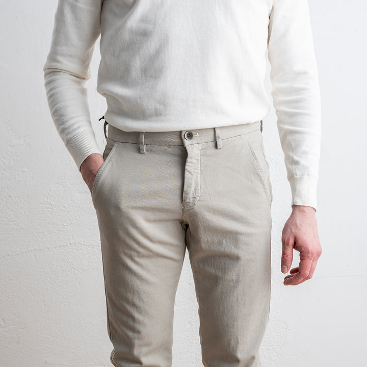 Torino Style Pique Cotton Trouser Beige