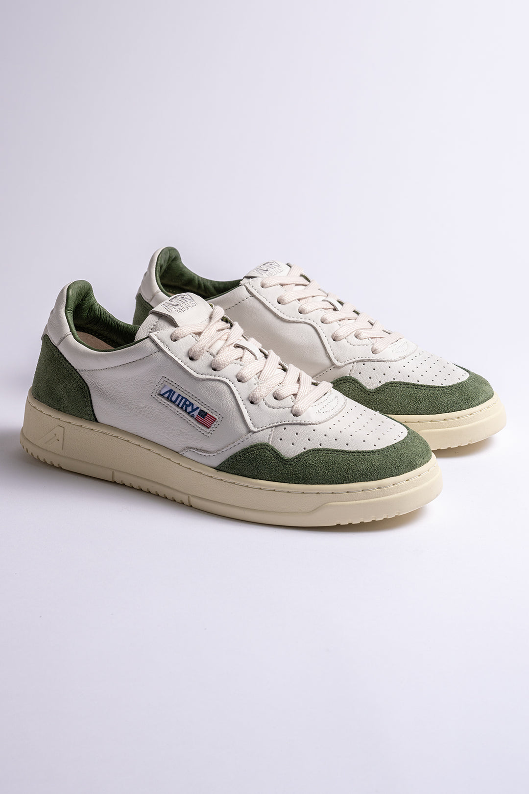 Medalist Goat Suede Sneaker White/Military