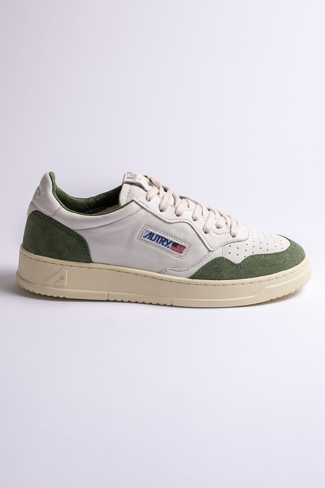 Medalist Goat Suede Sneaker White/Military