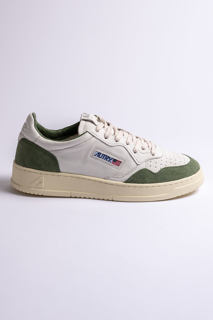Medalist Goat Suede Sneaker White/Military
