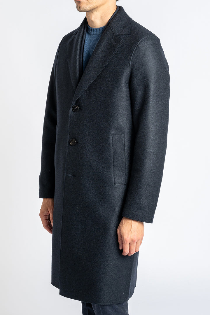 Men Overcoat Pressed Wool Dark Blue