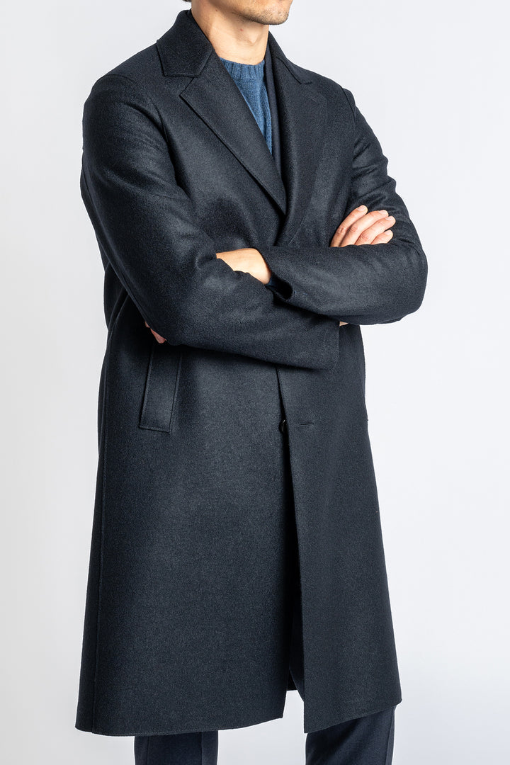 Men Overcoat Pressed Wool Dark Blue