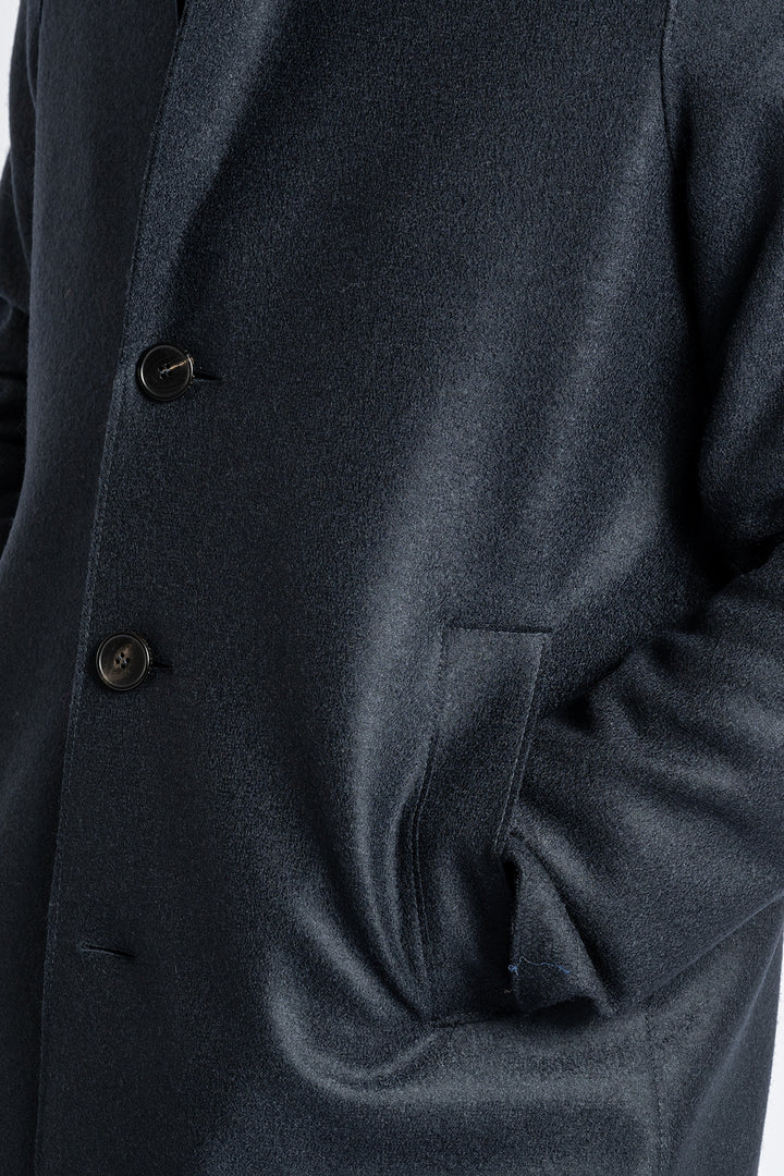 Men Overcoat Pressed Wool Dark Blue