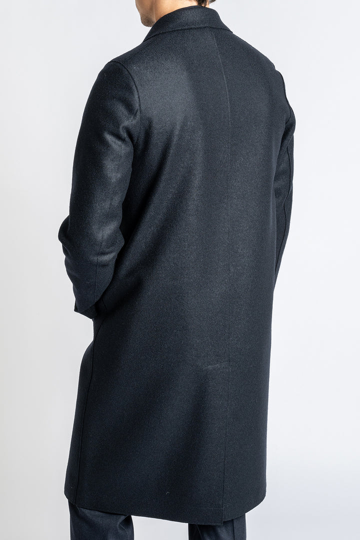 Men Overcoat Pressed Wool Dark Blue