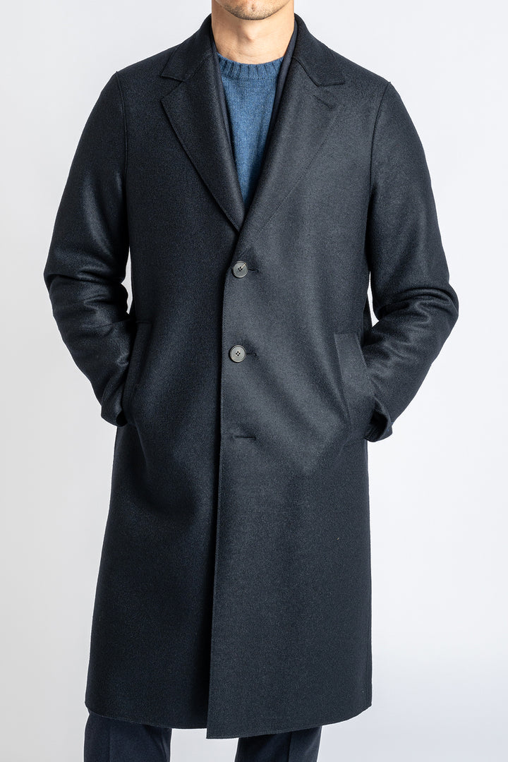 Men Overcoat Pressed Wool Dark Blue