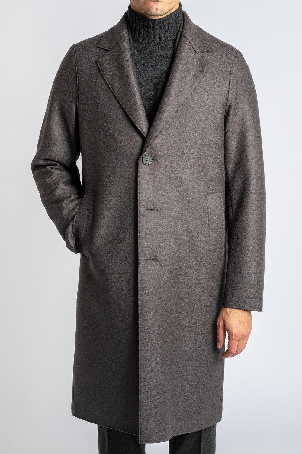 Men Overcoat Pressed Wool Graphite