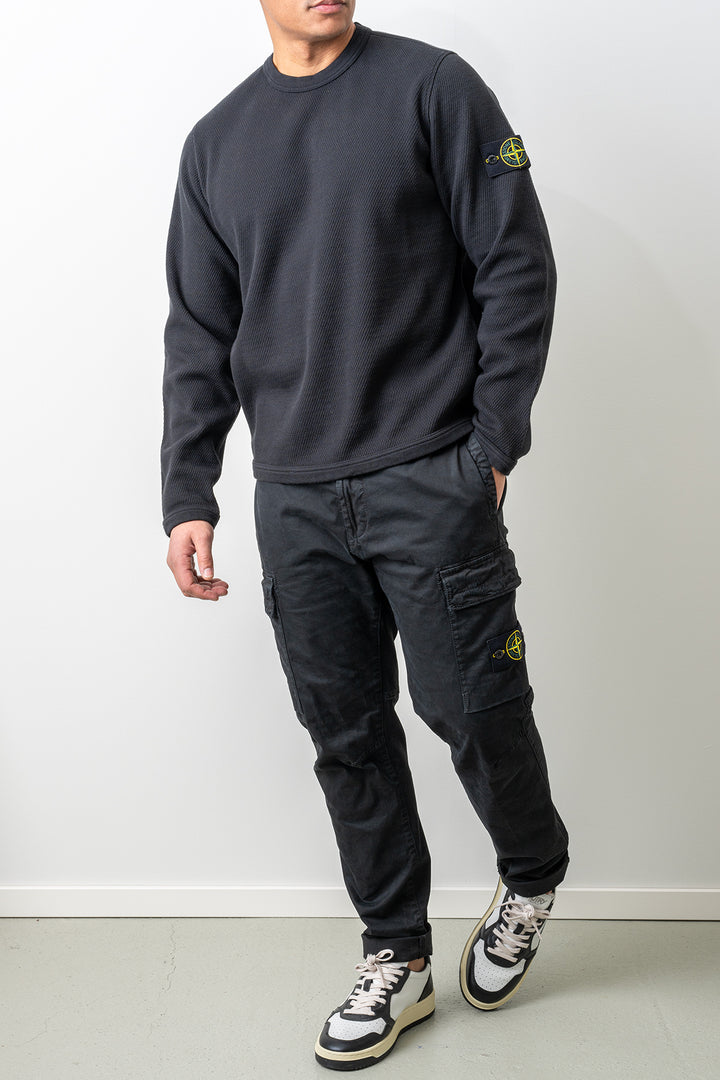 Mesh Stitch Organic Cotton Fleece Sweater 6100011 Black