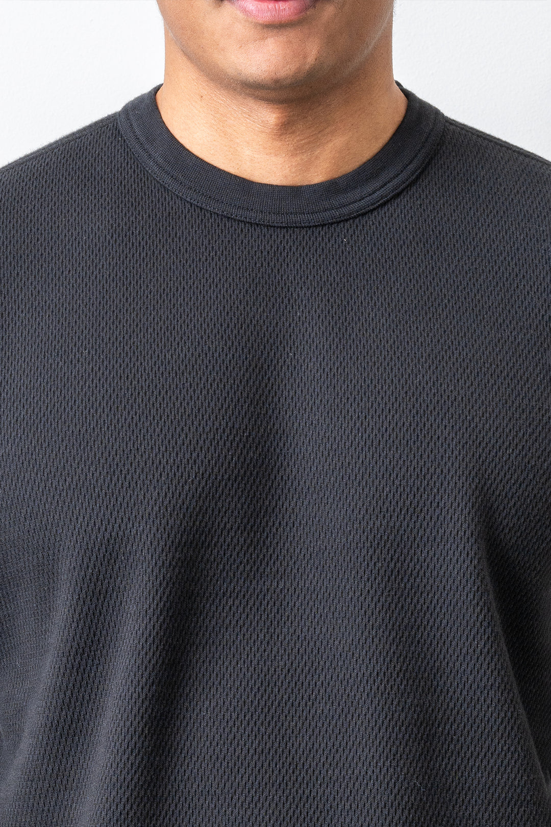 Mesh Stitch Organic Cotton Fleece Sweater 6100011 Black