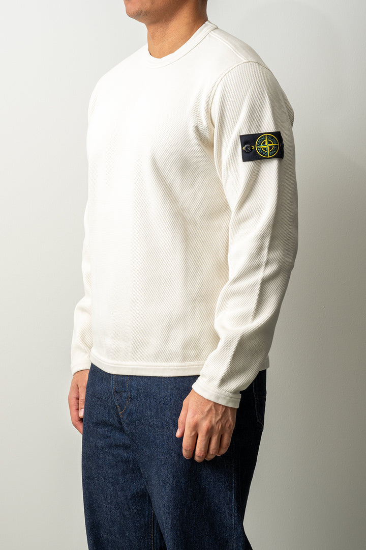 Mesh Stitch Organic Cotton Fleece Sweater 6100011 IVORY