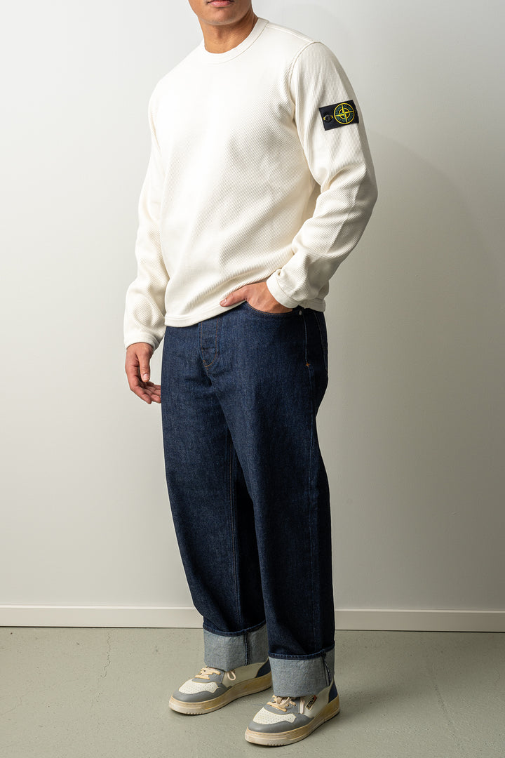 Mesh Stitch Organic Cotton Fleece Sweater 6100011 IVORY