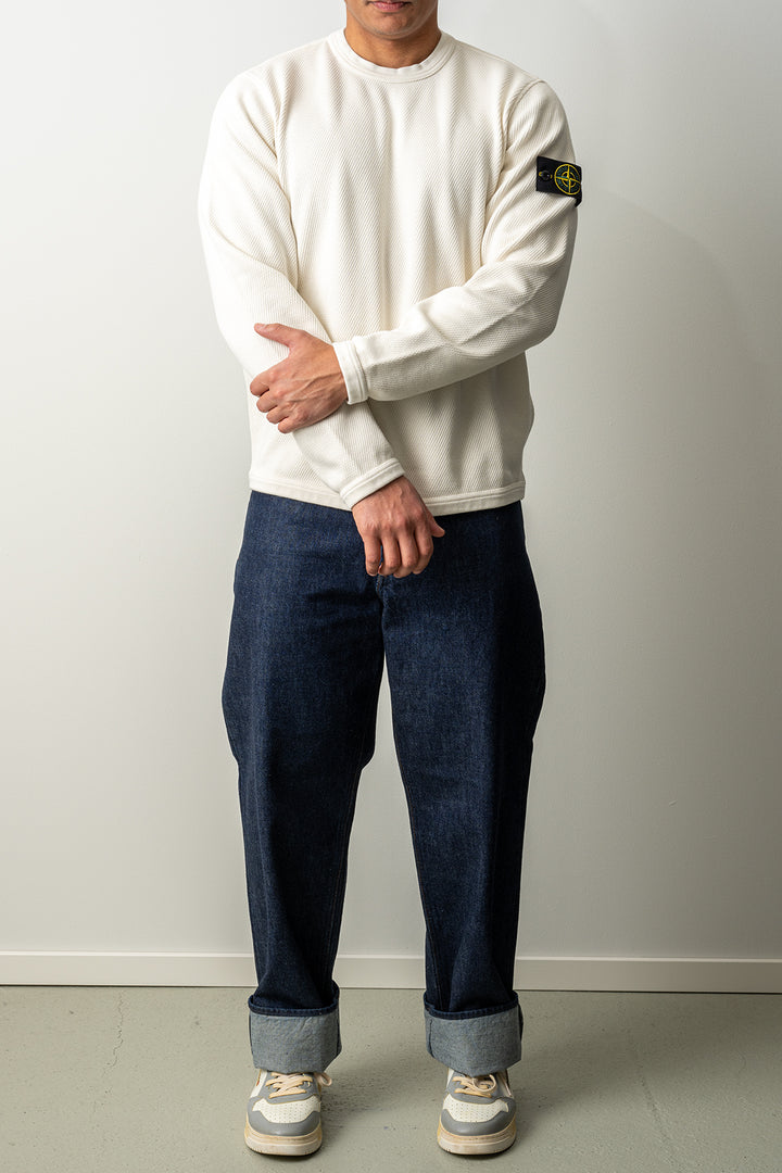 Mesh Stitch Organic Cotton Fleece Sweater 6100011 IVORY