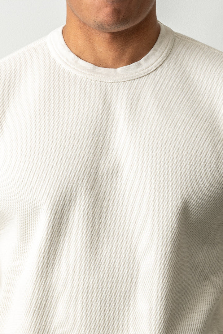 Mesh Stitch Organic Cotton Fleece Sweater 6100011 IVORY